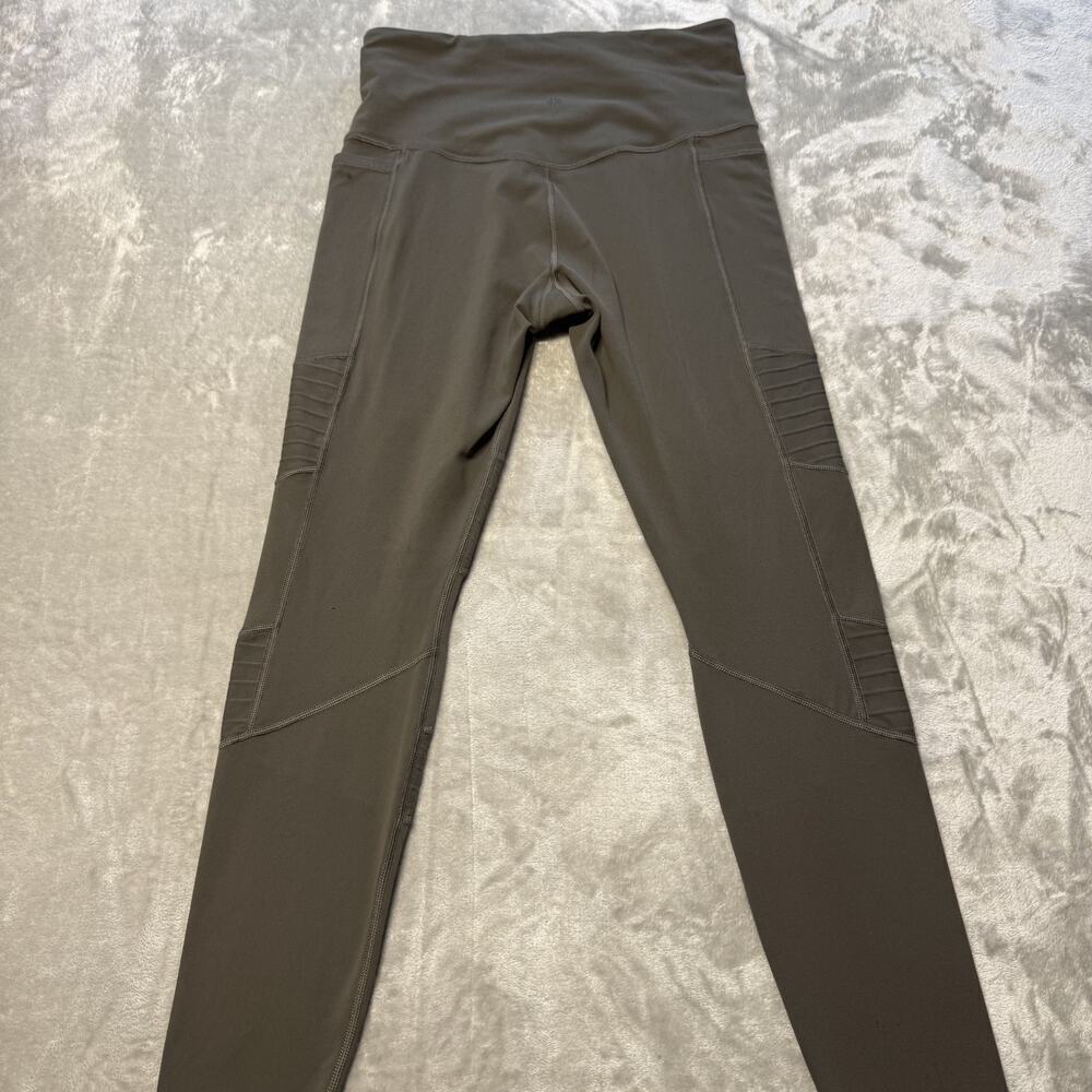 Athleta Inclination Moto Tight Olive Green Leggings Sz M Womens Athletic Ribbed - Picture 7 of 9